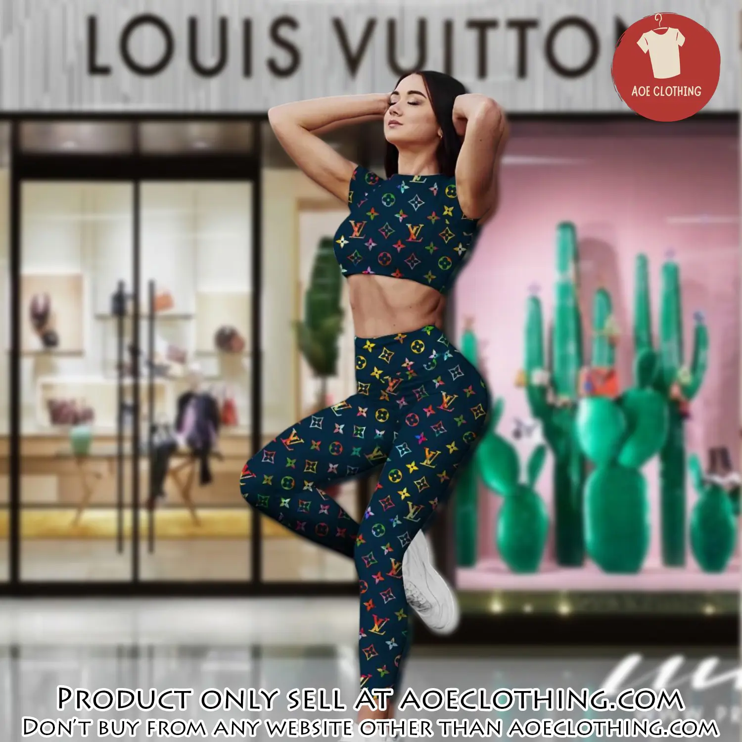 Louis vuitton sportwear combo luxury crop top tshirt and legging for women ctl1003 aoe2156508